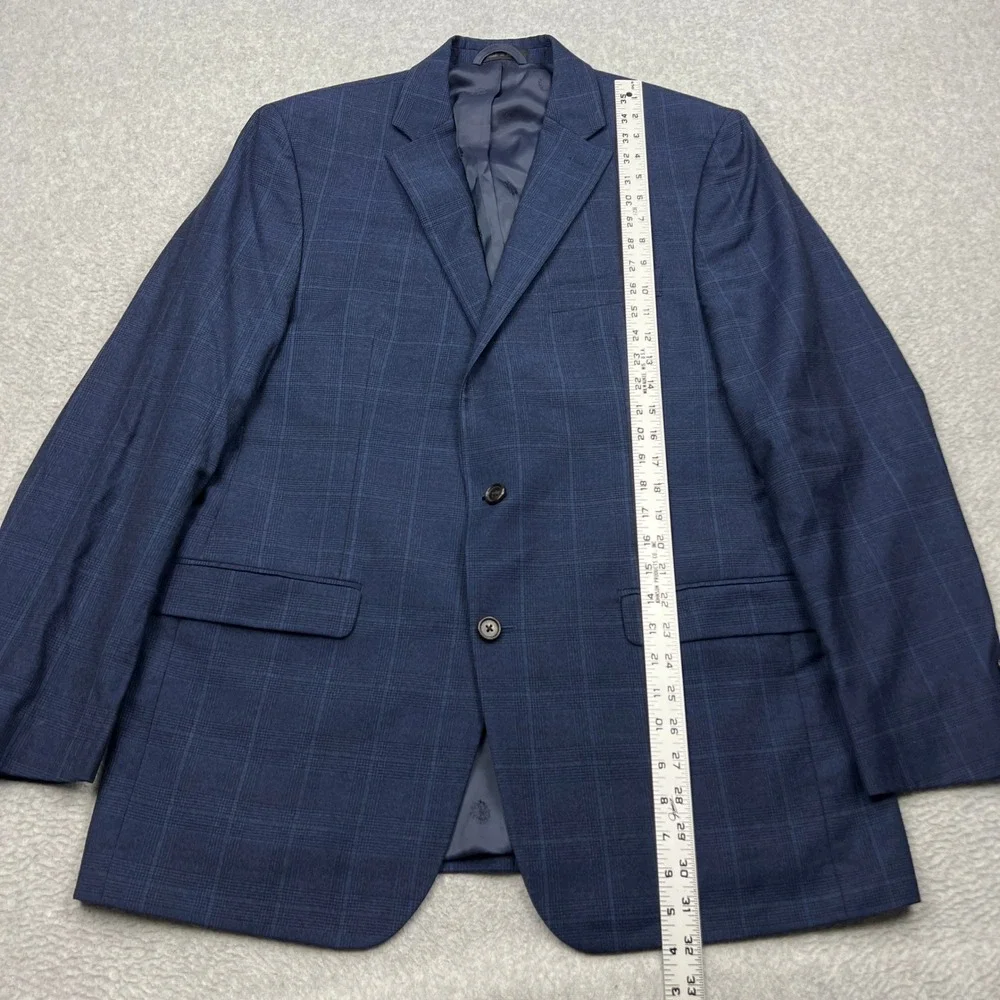 Ralph Lauren Blazer Mens 42L Blue Plaid 100% Wool Two Button Sport Coat Jacket